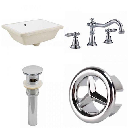 18.25 W CUPC Rectangle Undermount Sink Set In White, Chrome Hardware, Overflow Drain Incl.